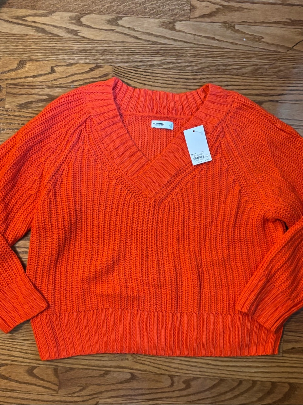 Sonoma Goods for Life Chunky Knit Cropped Sweater Orange Women's Large NWT
